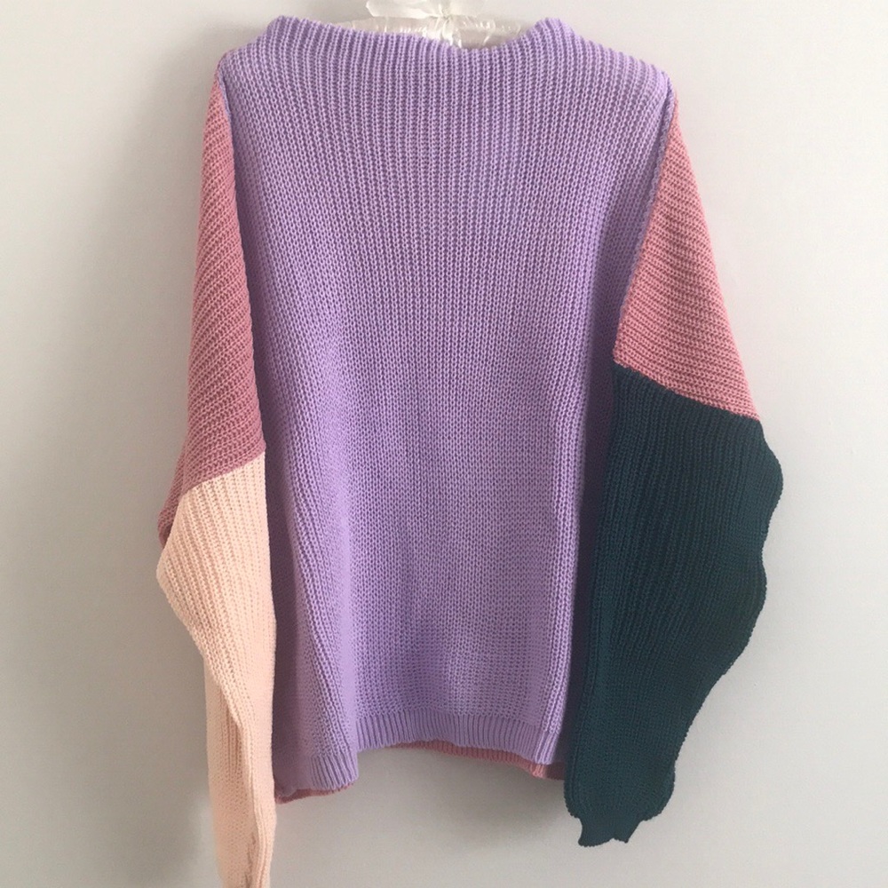 LAST ONE M/L Lilac Reversible Color Block Sweater - Picture 5 of 8